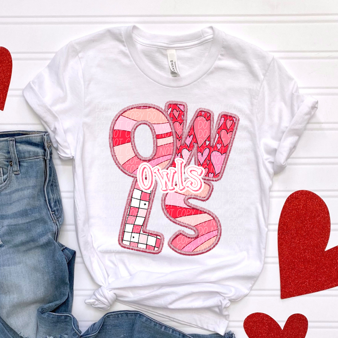 Valentines Day Faux Embroidered  YOUTH Mascots DTF Print