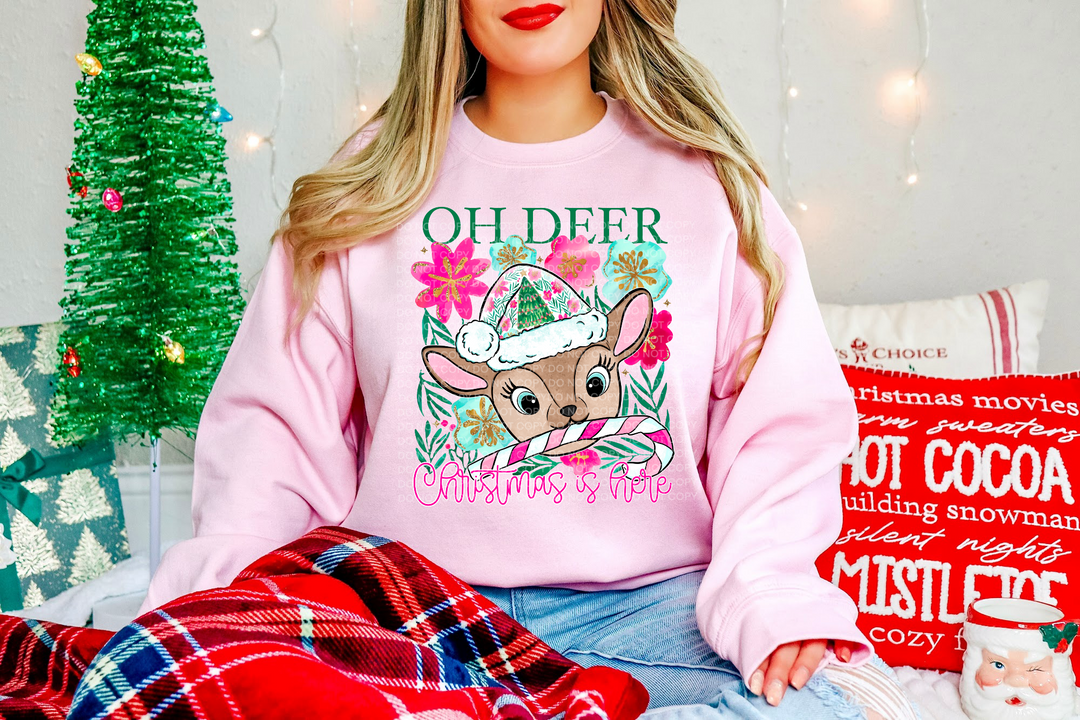 Oh Deer Christmas Is Here DTF Print