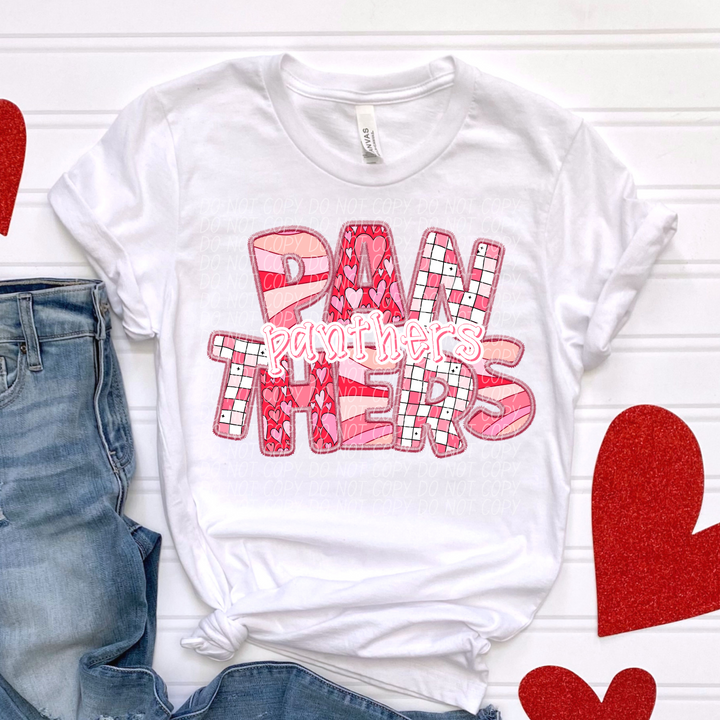 Valentines Day Faux Embroidered  YOUTH Mascots DTF Print