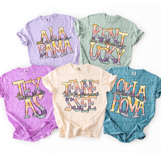 Pastel States DTF Print