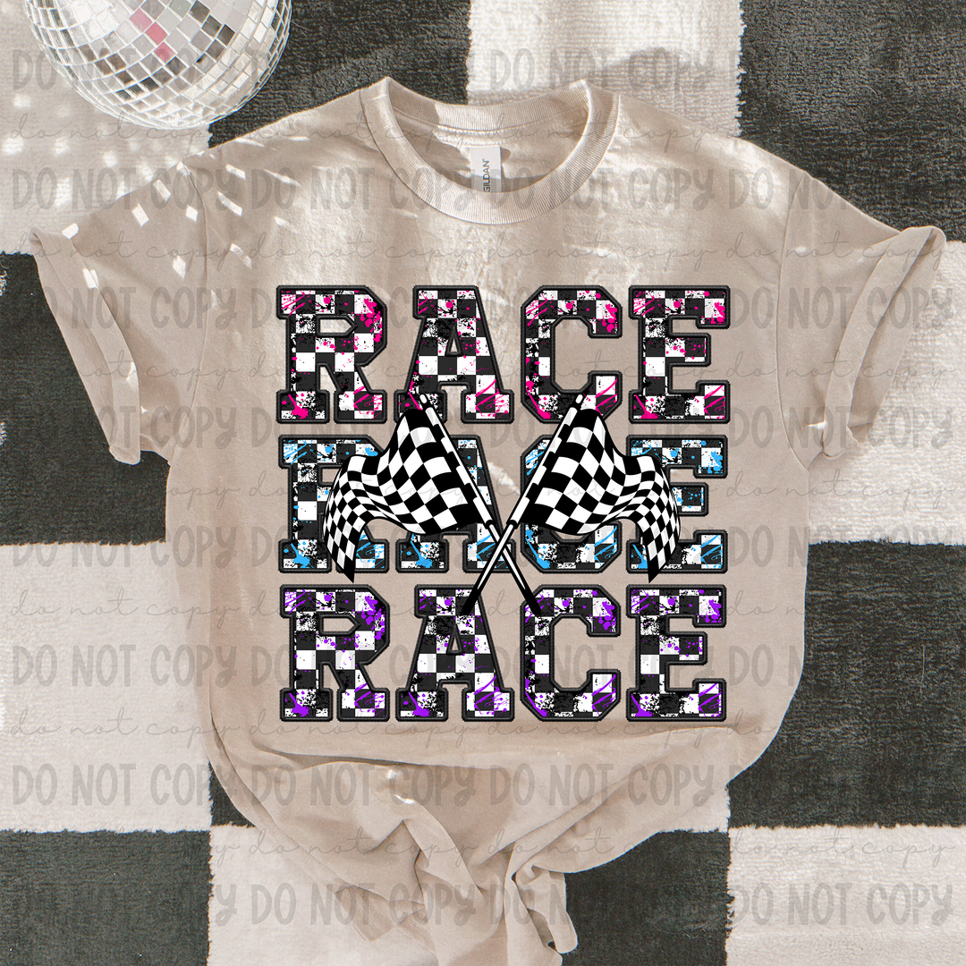 Race Race Stacked Flag DTF Print