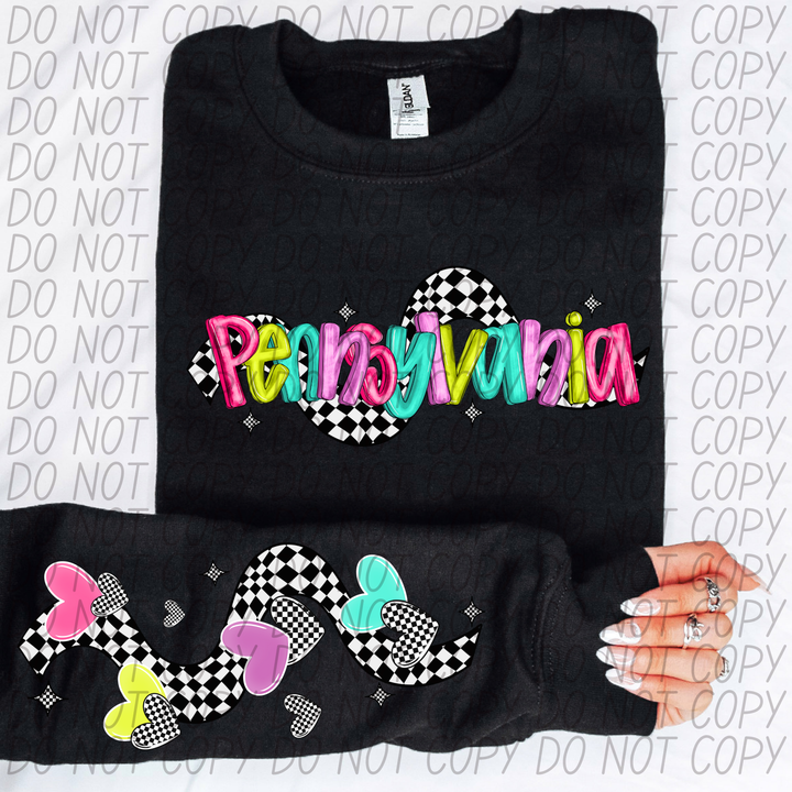 Bright Checkered States FRONT DTF Print