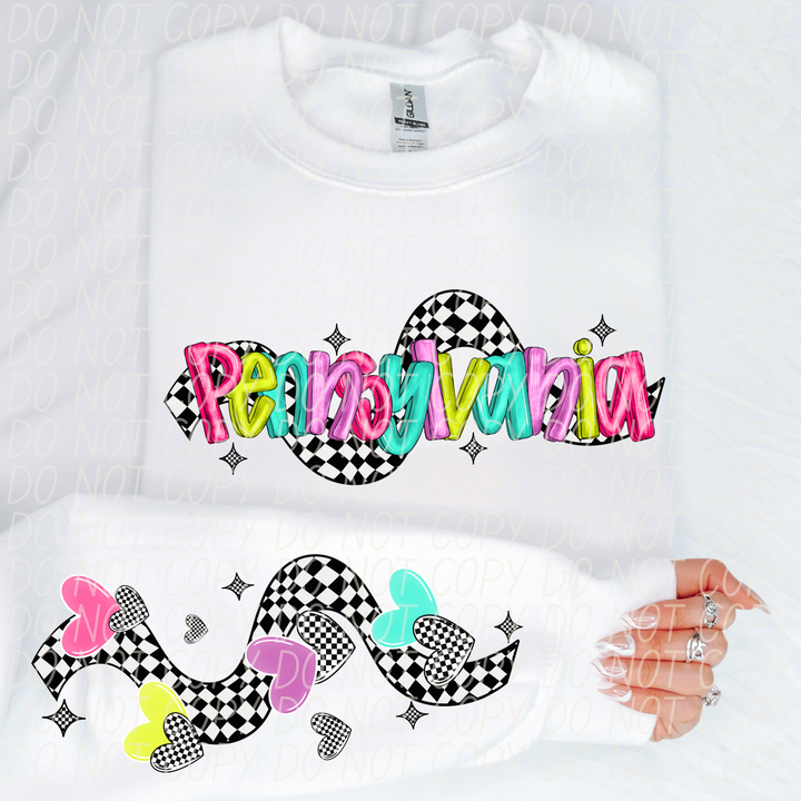 Bright Checkered States FRONT DTF Print