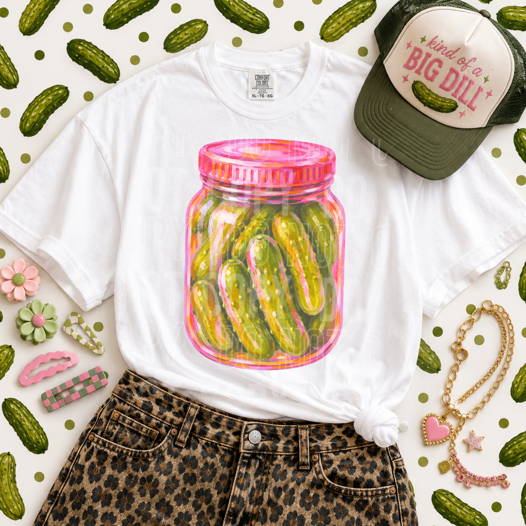Pickle Jar Brush Pink DTF Print