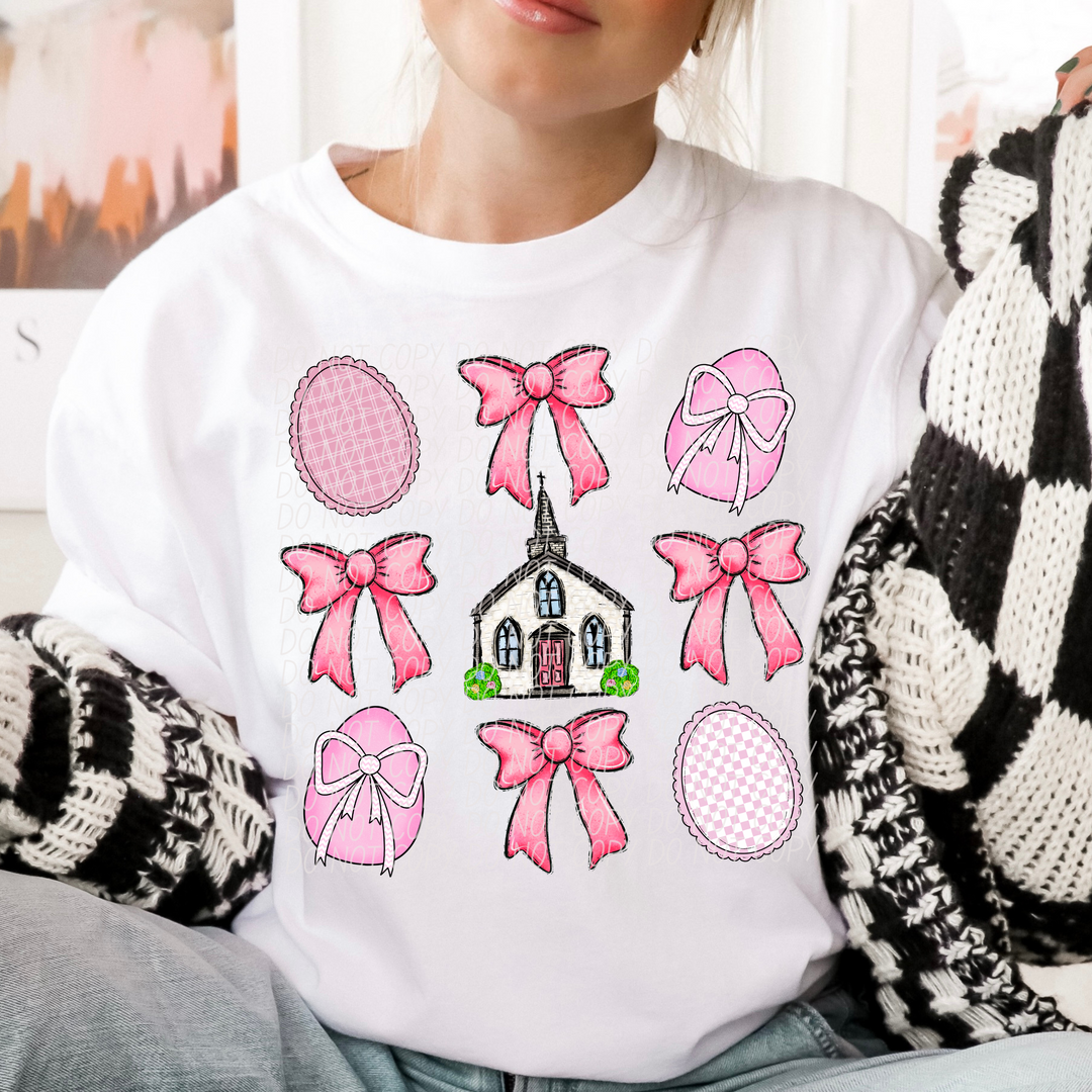 Pink Church Coquette DTF Print
