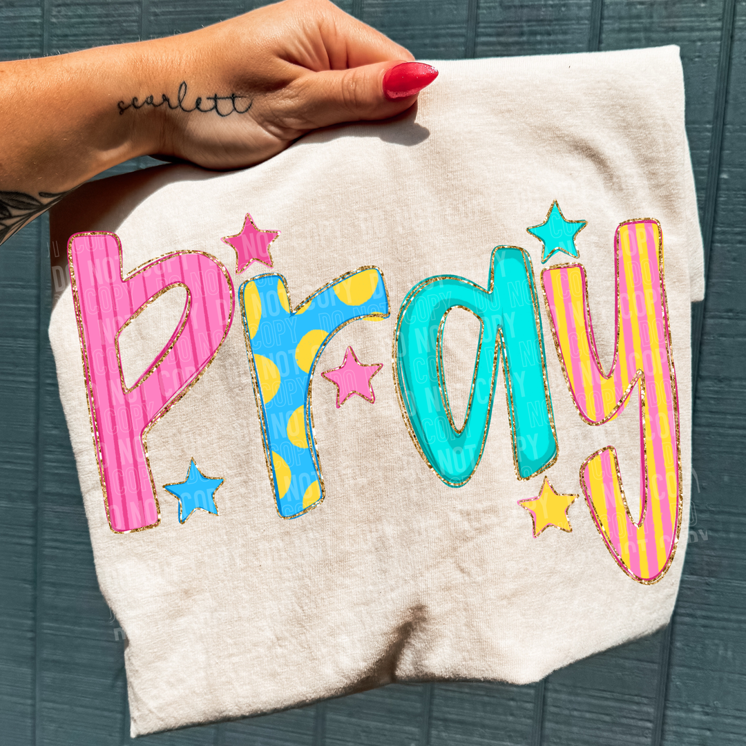 Pray Doodle DTF Print