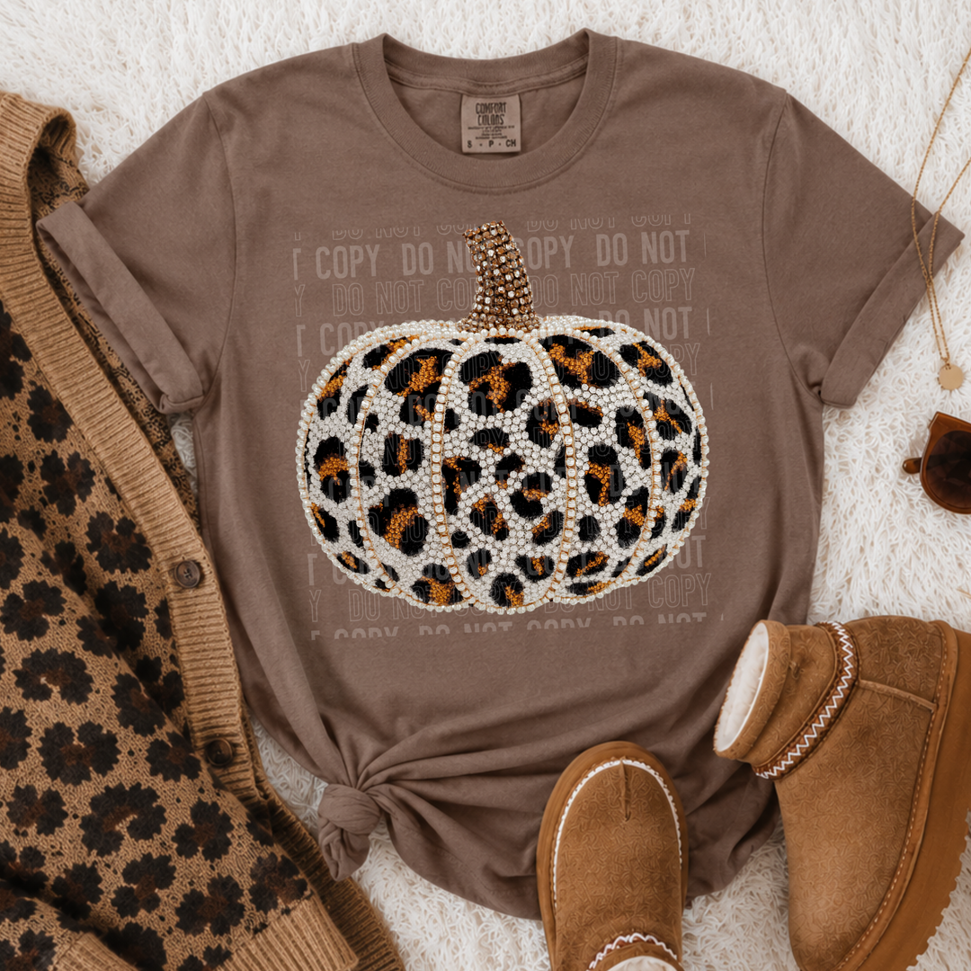 Pumpkin Leopard Diamond Pearl DTF Print