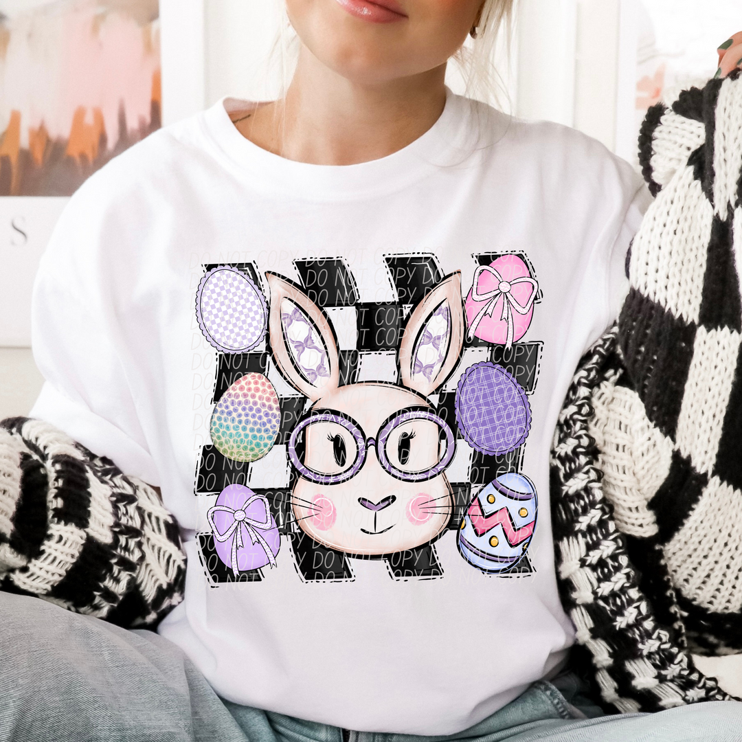 Purple Bunny with Eggs DTF Print