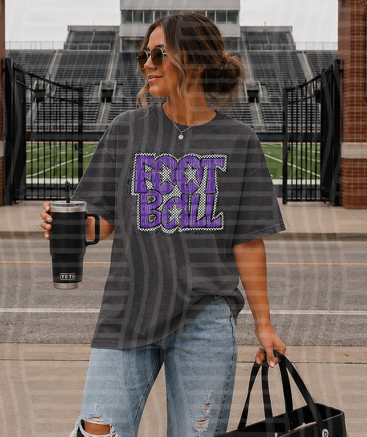 Preppy Checker Football Stars DTF Print