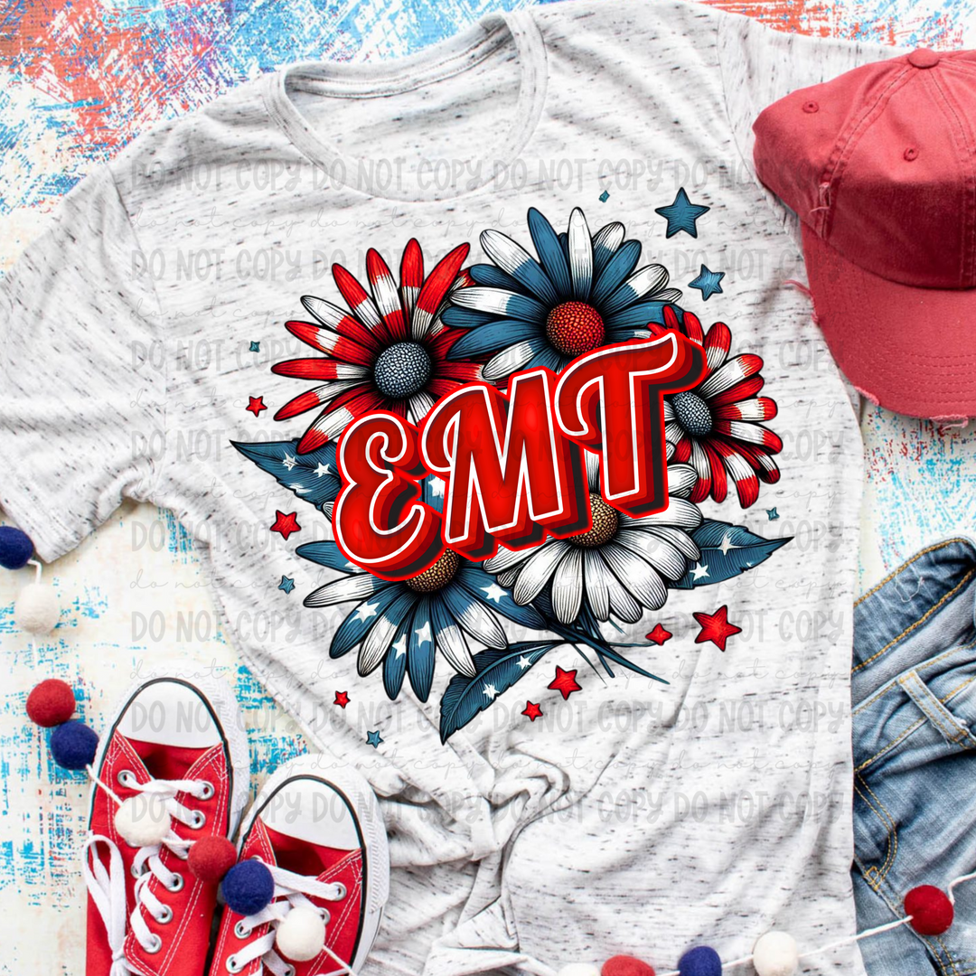 Patriotic Floral Titles DTF Print