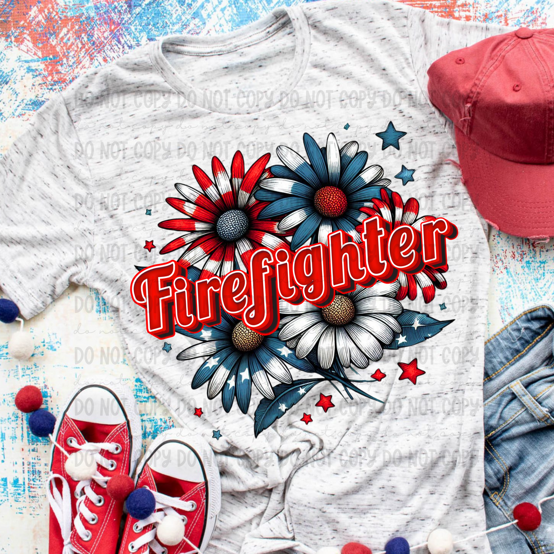 Patriotic Floral Titles DTF Print