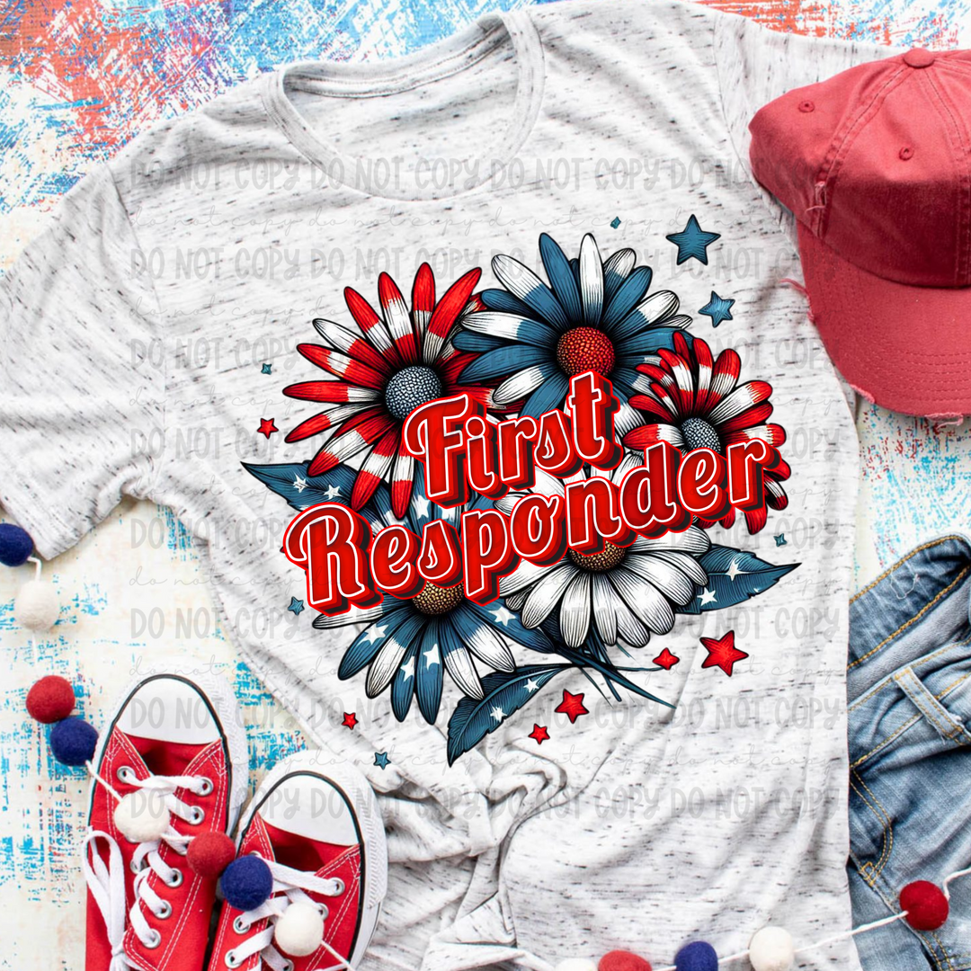 Patriotic Floral Titles DTF Print
