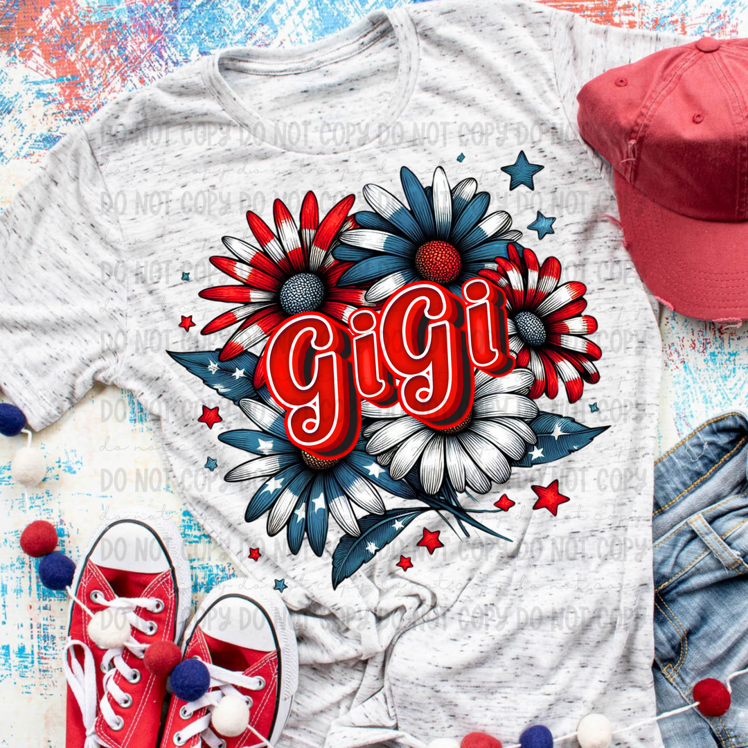 Patriotic Floral Titles DTF Print