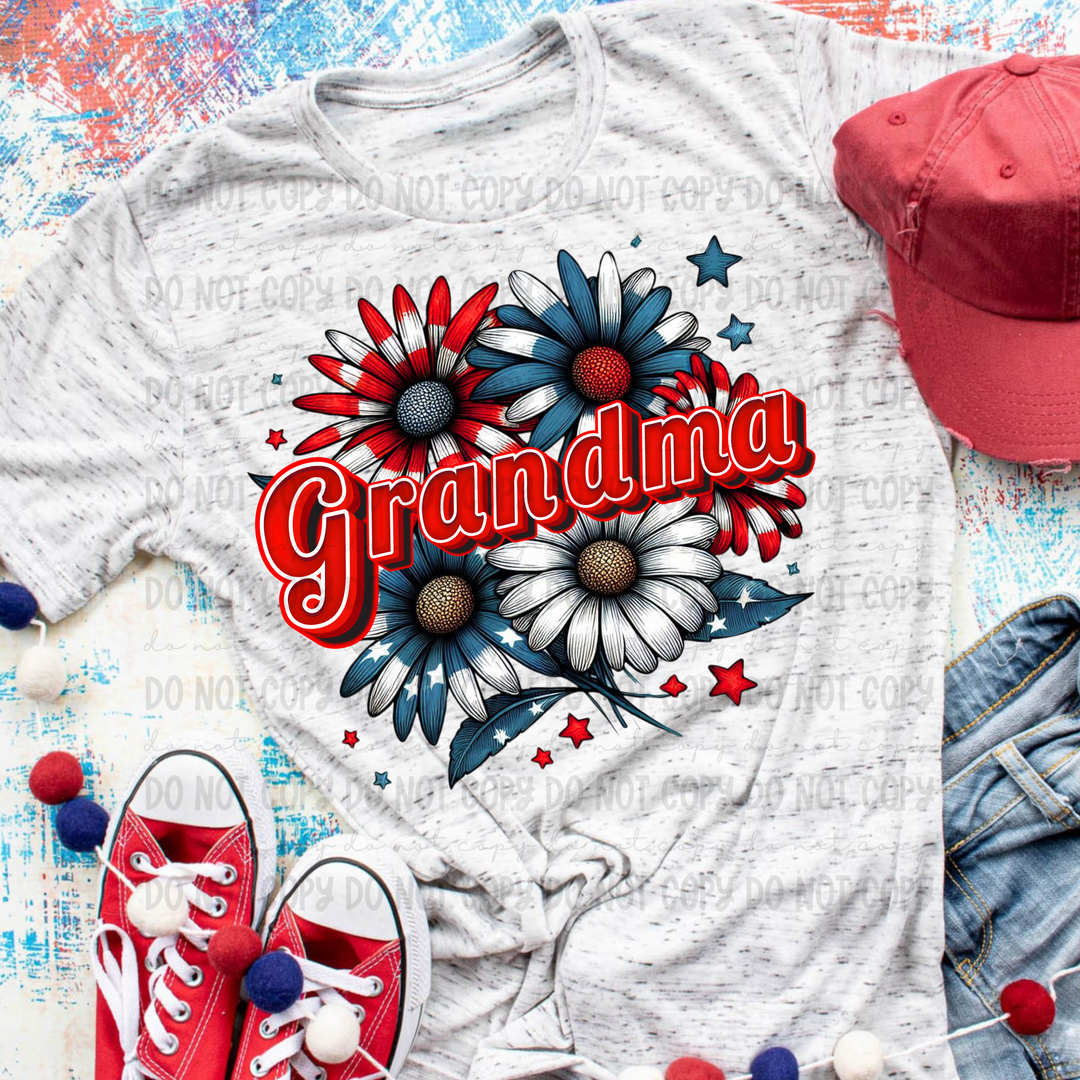 Patriotic Floral Titles DTF Print