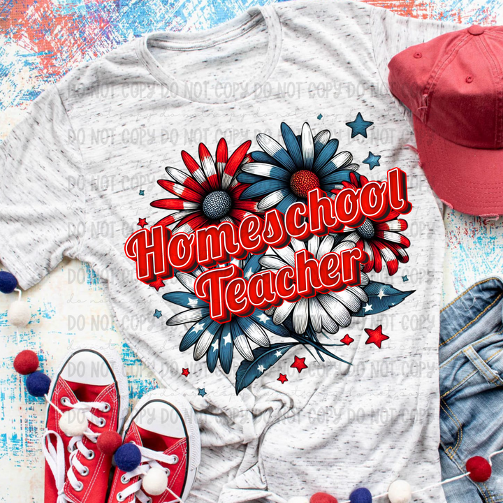 Patriotic Floral Titles DTF Print