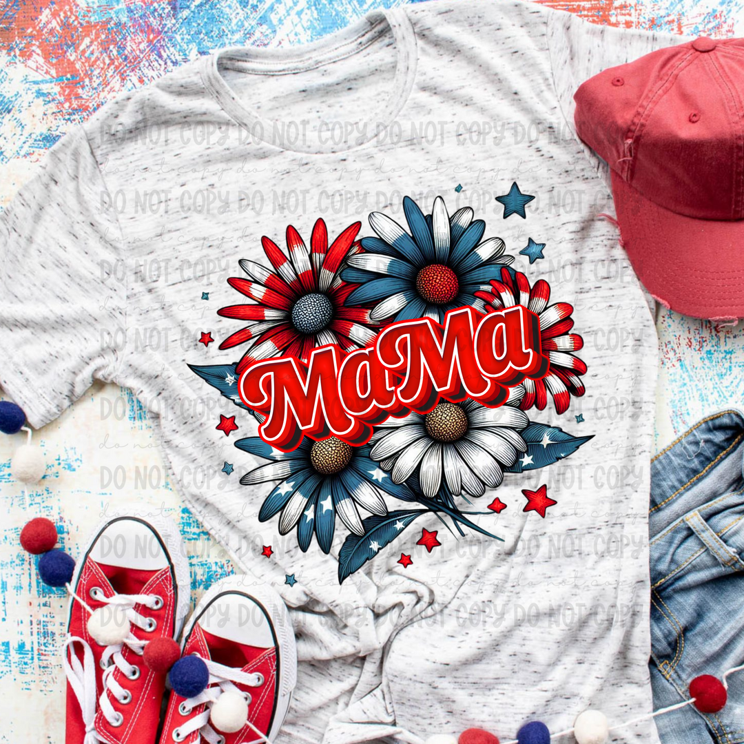 Patriotic Floral Titles DTF Print