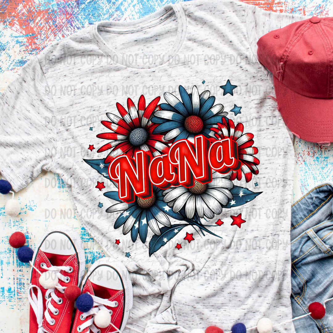 Patriotic Floral Titles DTF Print