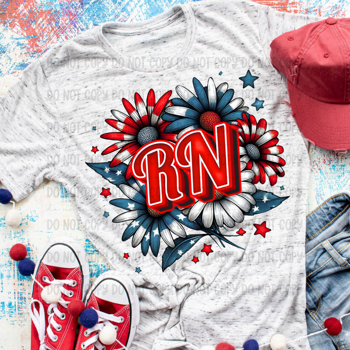Patriotic Floral Titles DTF Print