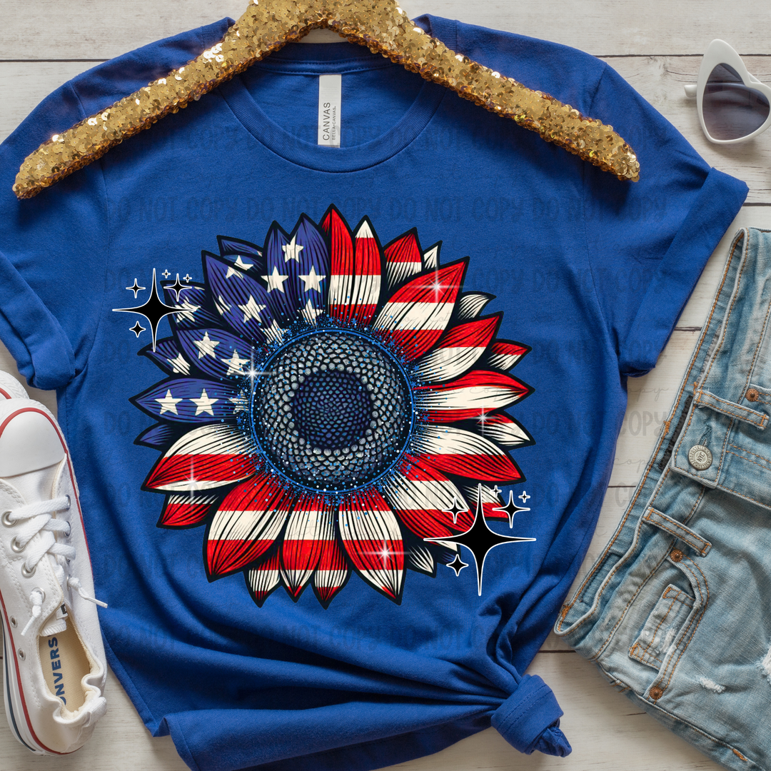 Patriotic Sunflowers DTF Print