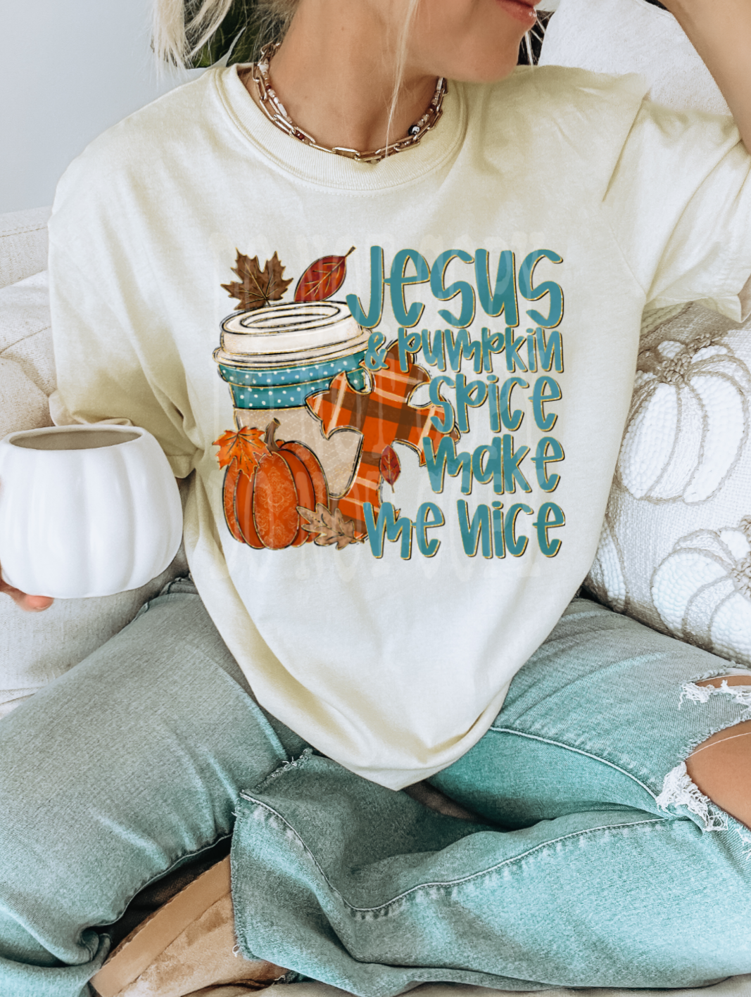 Jesus and Pumpkin Spice DTF Print