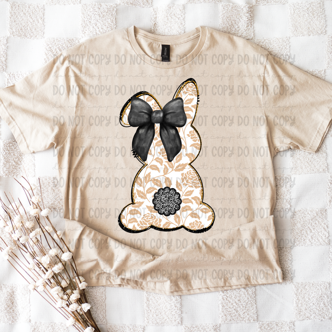 Pink Floral Bunny DTF Print
