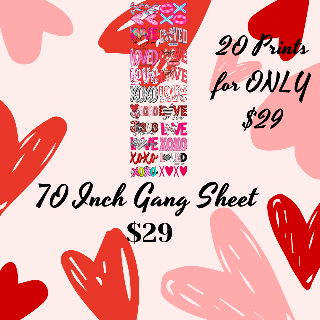 Valentine's Day Pre-Made DTF Print Gang Sheet