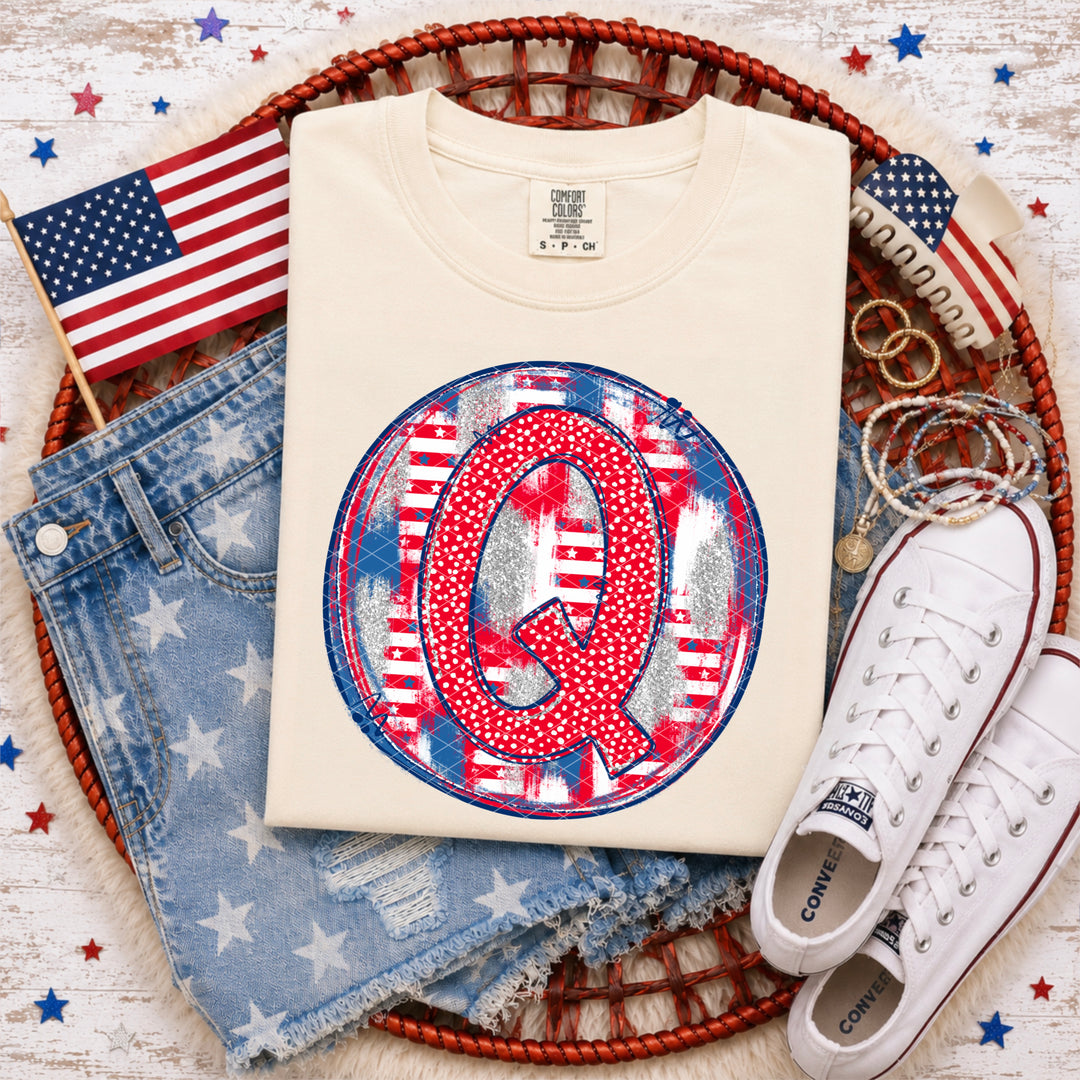 Patriotic Brush Strokes Letter Collection DTF Print