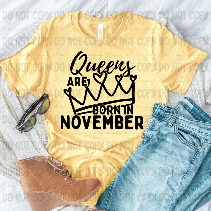 Queens are Born in November DTF Print