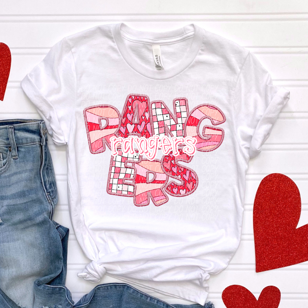 Valentines Day Faux Embroidered  YOUTH Mascots DTF Print