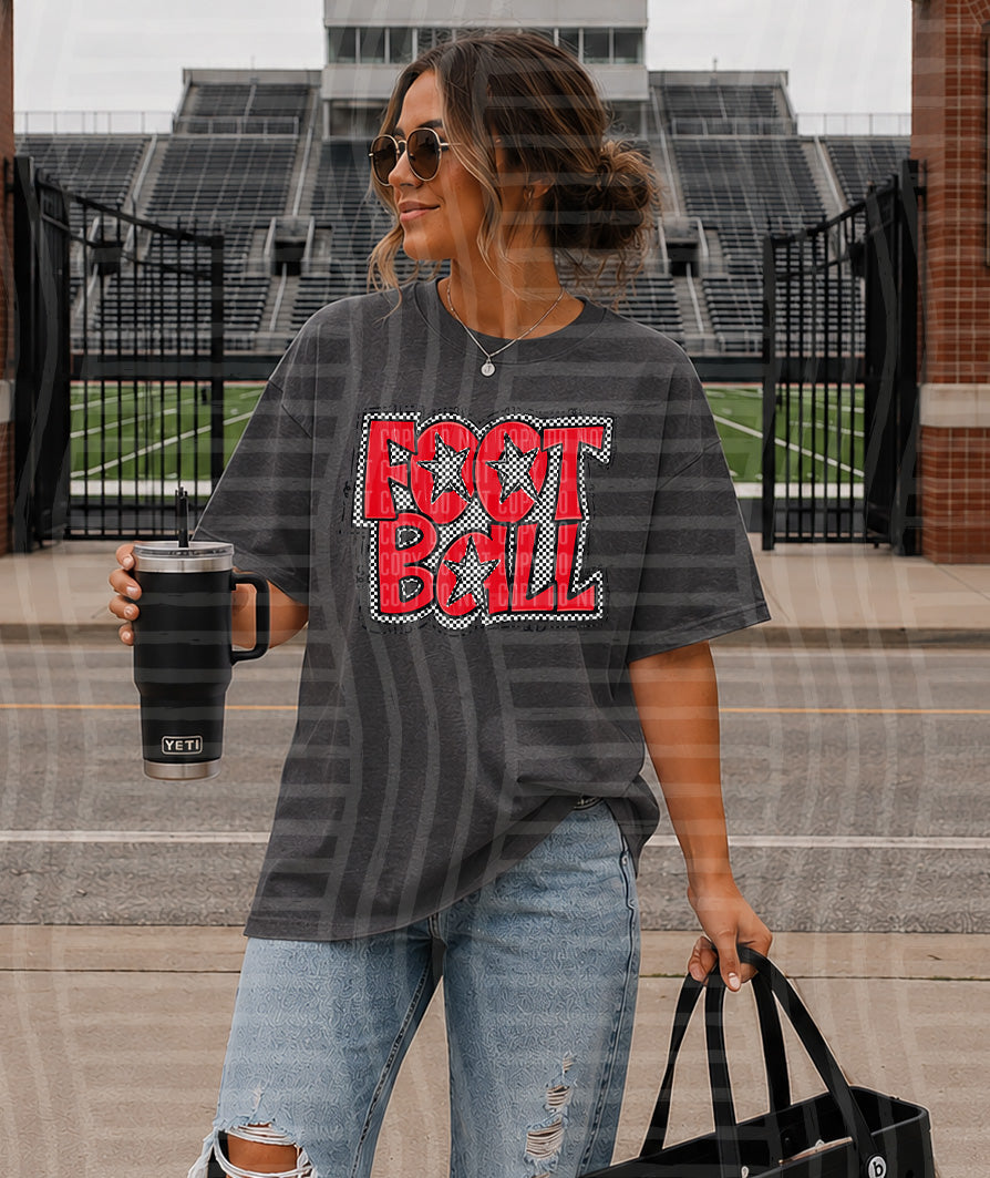 Preppy Checker Football Stars DTF Print