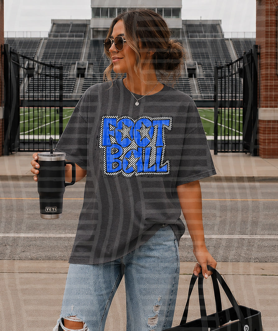Preppy Checker Football Stars DTF Print