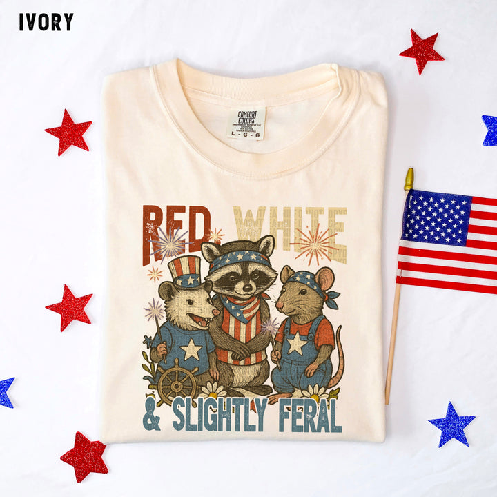 Red White Slightly Feral DTF Print
