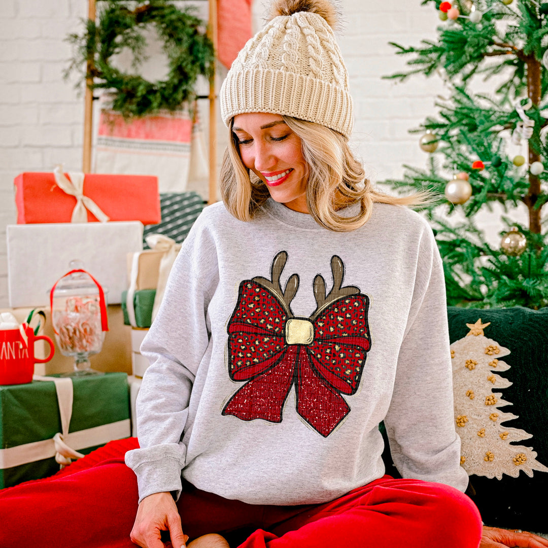 Reindeer Christmas Bow DTF Print