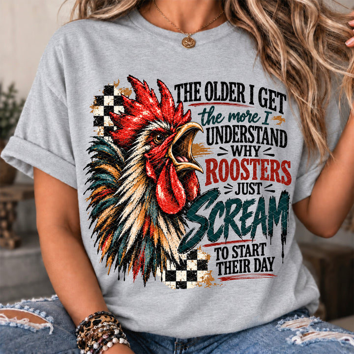 Roosters Scream To Start Day DTF Print
