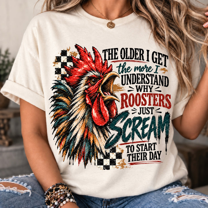 Roosters Scream To Start Day DTF Print