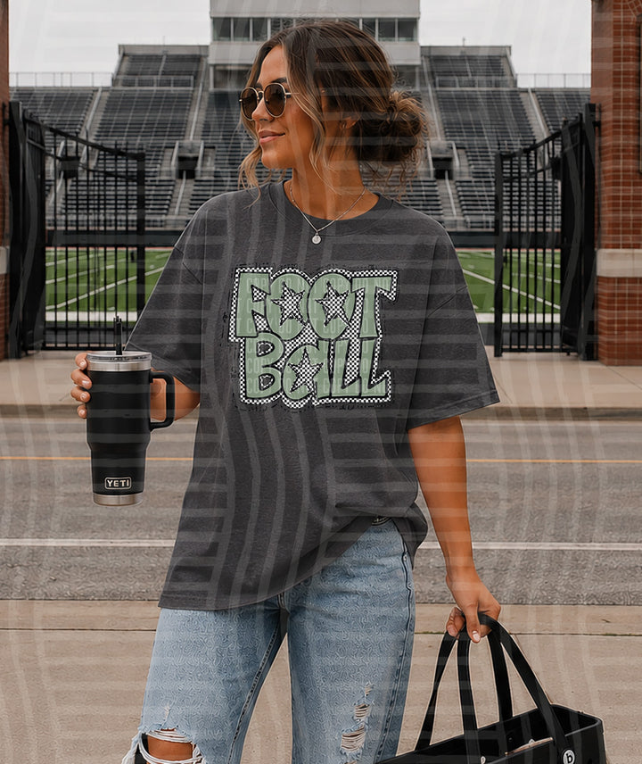 Preppy Checker Football Stars DTF Print