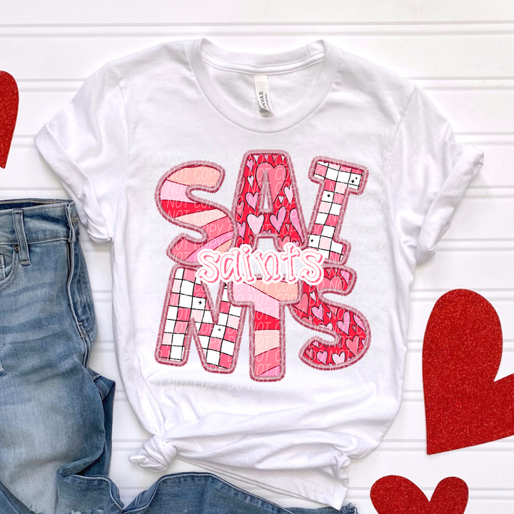 Valentines Day Faux Embroidered  YOUTH Mascots DTF Print