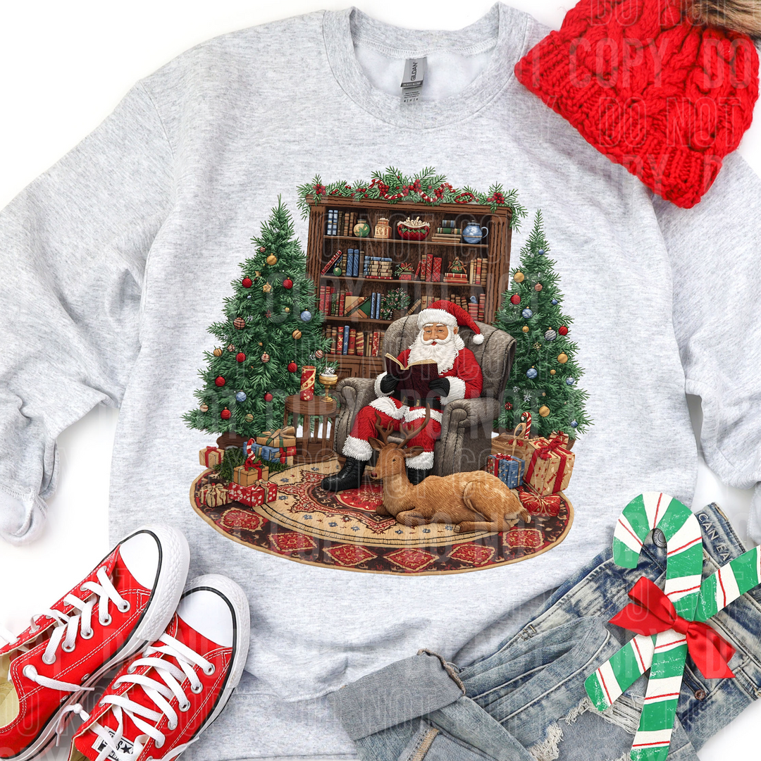 Santa Reading DTF Print