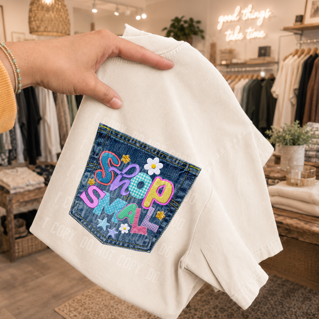 Shop Small Denim Pocket DTF Print