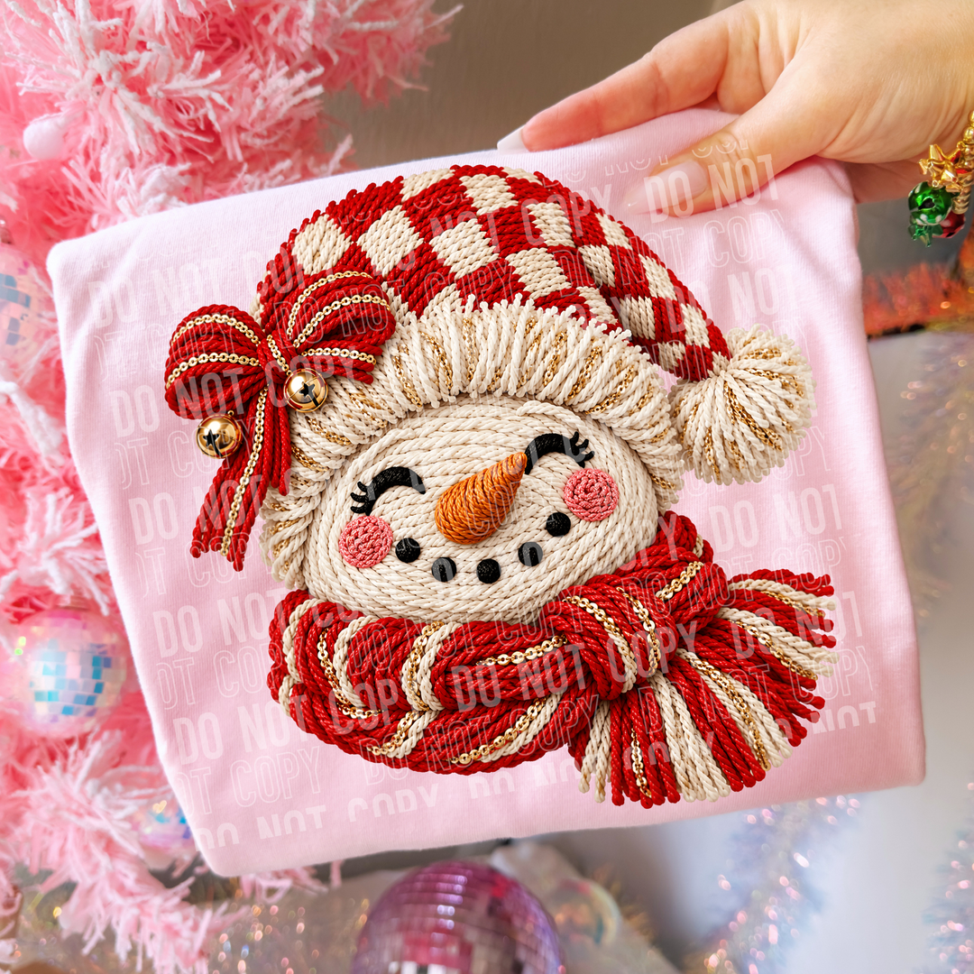 Snowman Faux Yarn DTF Print