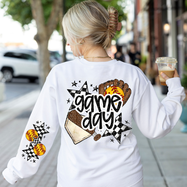 Game Day Sports Checkered Stars SLEEVE DTF Print