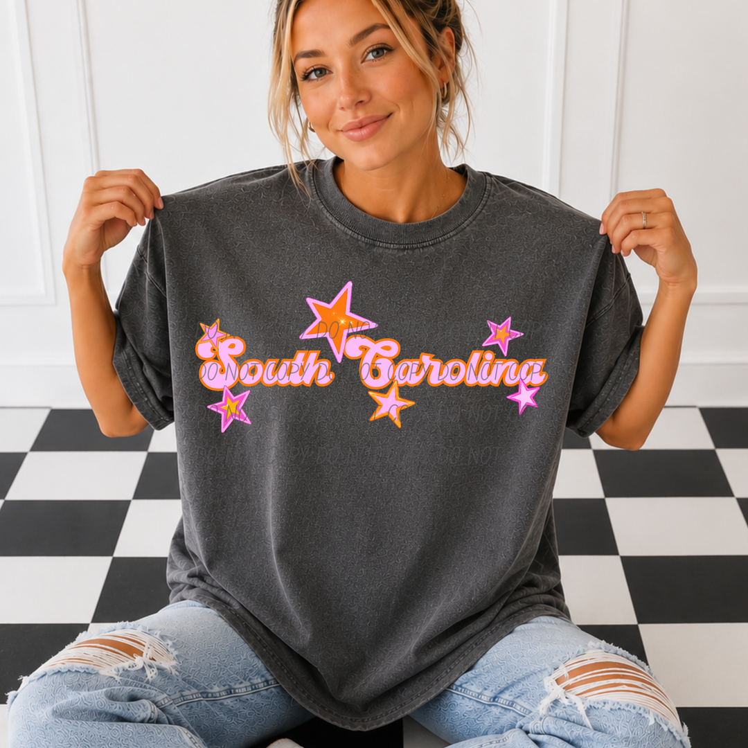 Pink and Orange States DTF Print