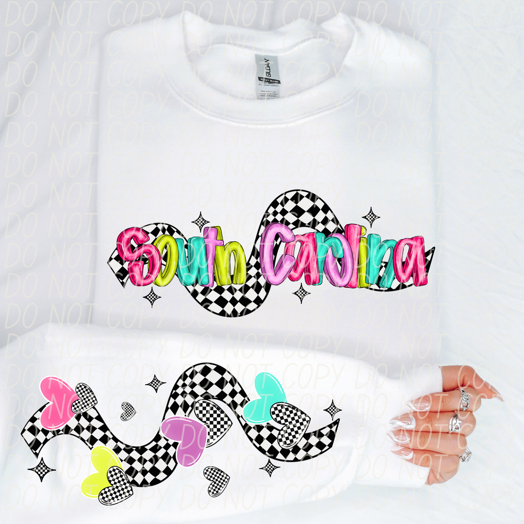 Bright Checkered States FRONT DTF Print