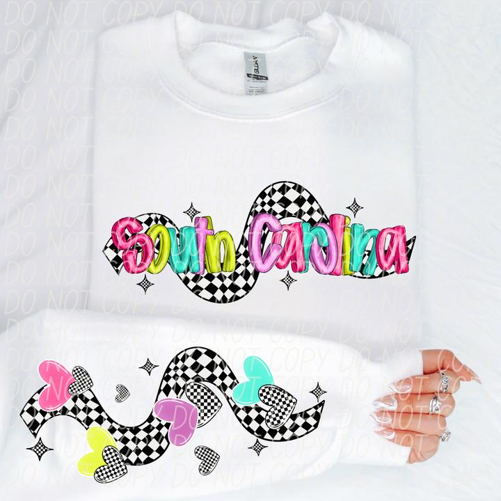 Bright Checkered States FRONT DTF Print