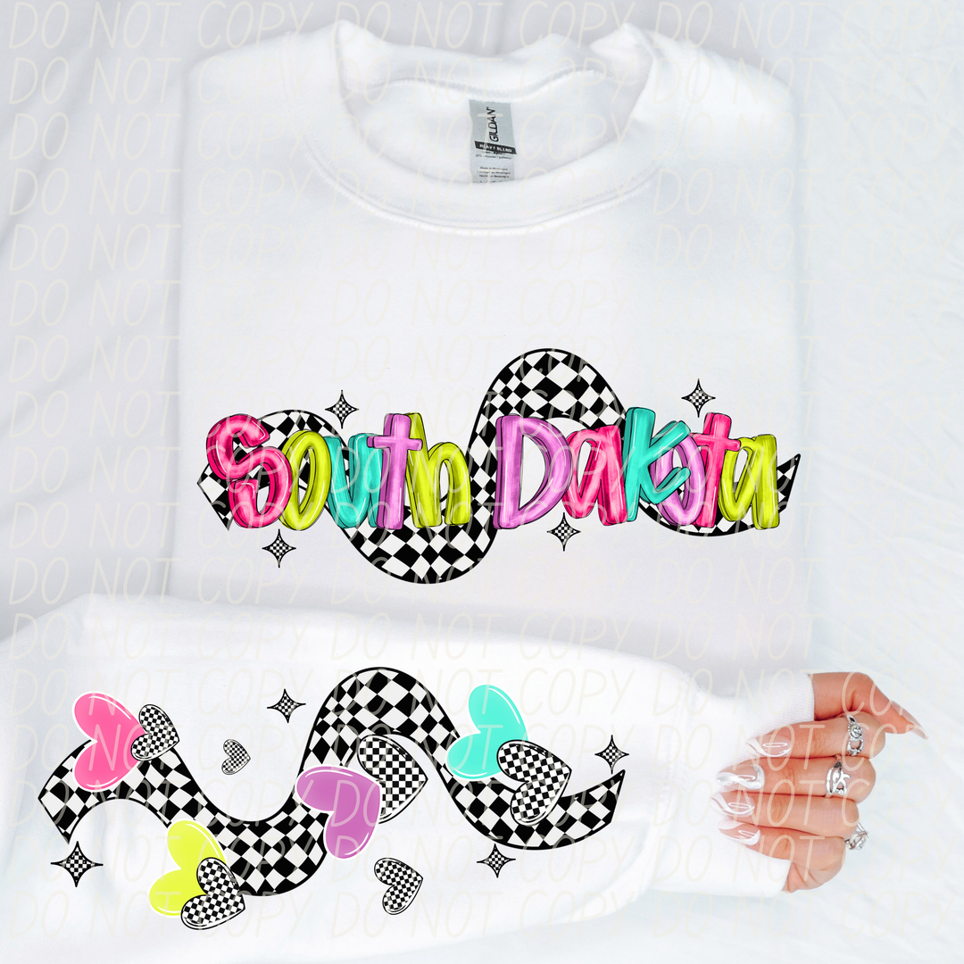 Bright Checkered States FRONT DTF Print