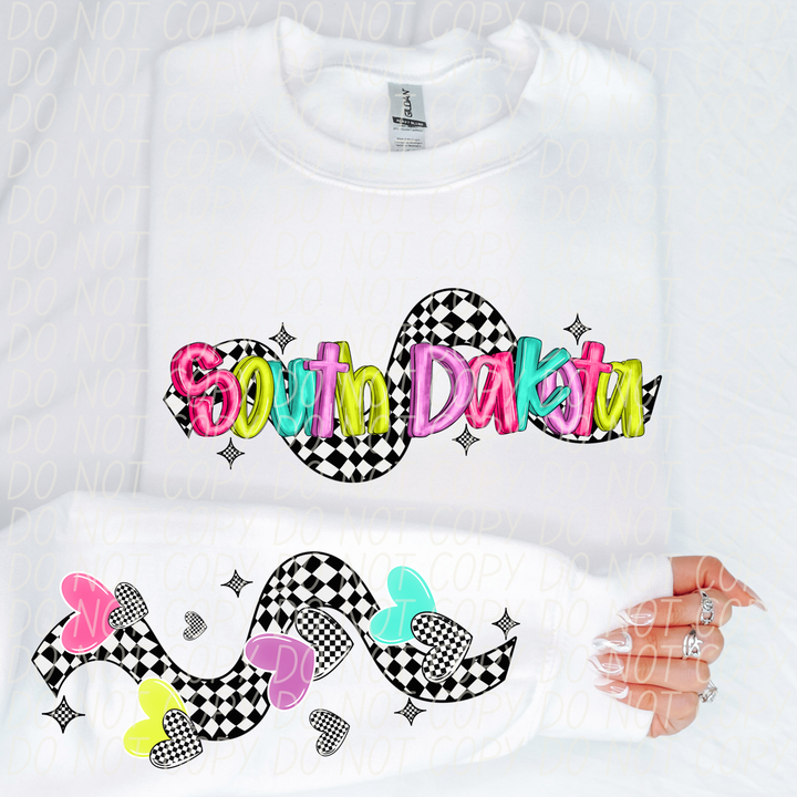 Bright Checkered States FRONT DTF Print