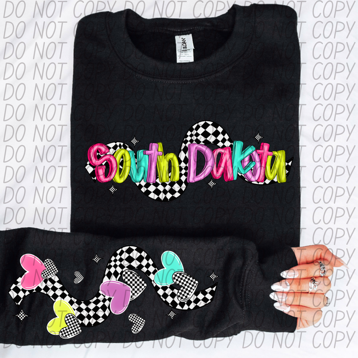 Bright Checkered States FRONT DTF Print