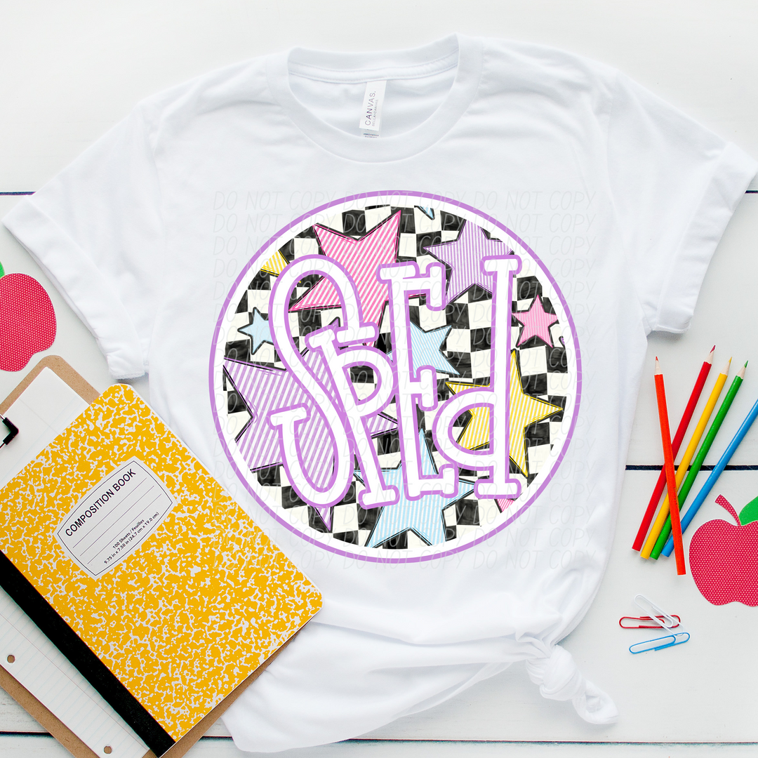 Back To School Stars Purple - Occupations DTF Print