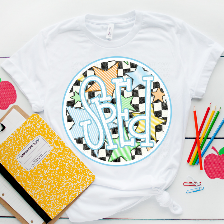 Back To School Stars Blue - Occupations DTF Print