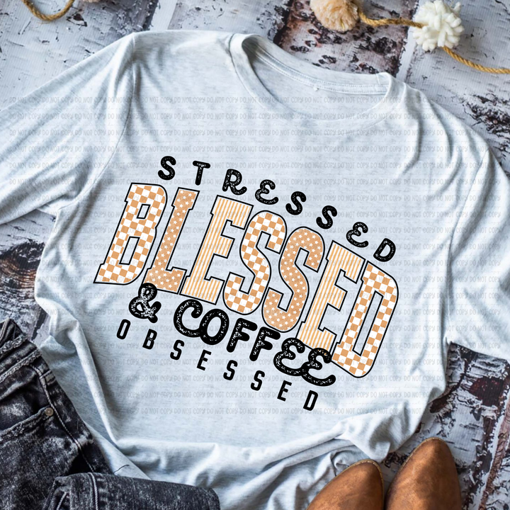 Stressed Blessed Coffee DTF Print